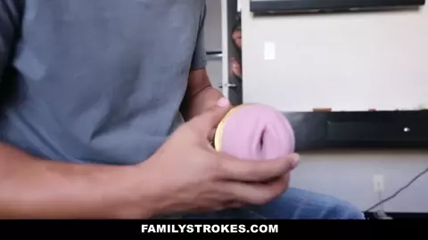 Family Strokes- Step Sister Gives Brother A Hand With Fleshlight