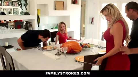 Step Sister Sucks And Fucks Brother During Thanksgiving Dinner