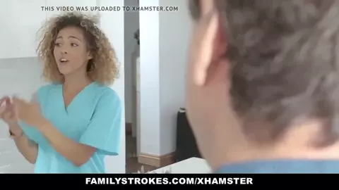 FamilyStrokes - Caramel Ebony Teen Gets Throatfucked By Step