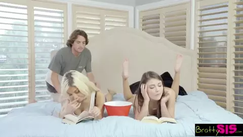 Bratty Sis - Tricked horny Step Sis and teen friend into threeway