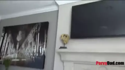 step Daughter takes care of dads morning wood