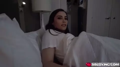 Stepbrother jerking off beside his sexy stepsister