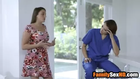 Stepsister takes care of injured stepbrother's big cock