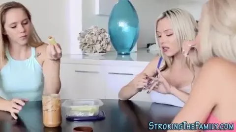 Teen stepdaughter licked