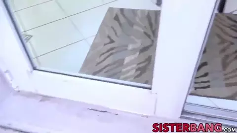 Cute stepsister stuck in window fucked by stepbro in POV