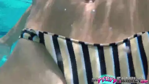 Hot Blonde Sister Khloe Fucks Brother in the Pool