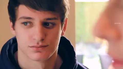 Awkward moment between mother and son