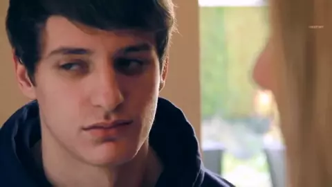 Awkward moment between mother and son