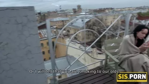 PORN. Lucky stepbrother gets cock sucked by his pretty bad stepsister