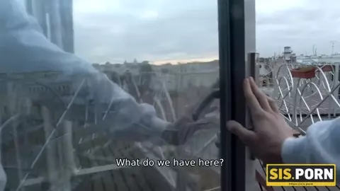 SIS.PORN. StepBro catches Juicy Leyla smoking outside and gives his cock