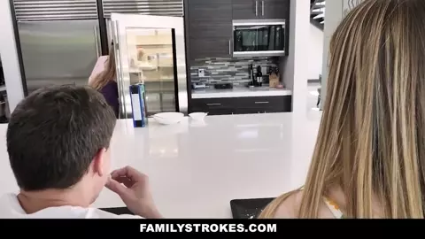 FamilyStrokes - Cute Sis And Stepmom Team Up On A Big Cock