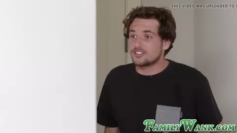 Stepmom helps out step son with his morning boner in secrecy