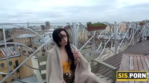 SIS.PORN. Bad minx takes orange top off to make friend thrust cock into wet opening