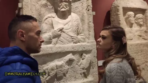British Babe Goes to The History Museum with Her Stepdad