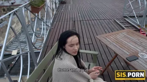 Whore with cigarette rocks out with virgin stepbro