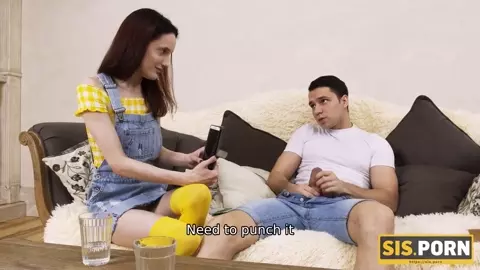 Dirty babe turns rich stepbro on so now man is bound to nail shaved pussy