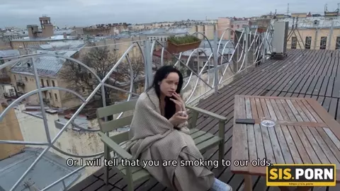 SISPORN Flapper greedily sucks stepbrothers dick and has vaginal sex