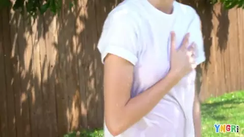 BangYNGR – Alicia Williams Plays In The Sprinklers In A White T-Shirt