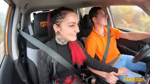 FakeDrivingSchool – Sharlotte Thorne Tattoo Babe Smokes Instructors Cock
