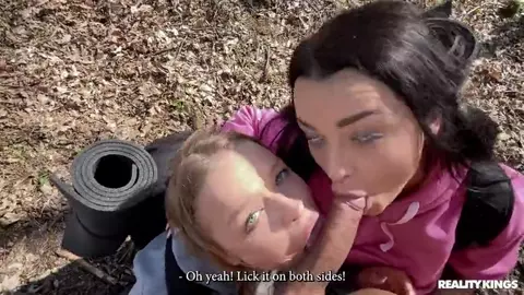 Erica Black And Alexa Flexy Threesome In The Woods